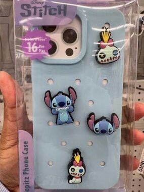 Disney Stitch Light Blue iPhone FITS 16e/15/14/13 Case with Charms